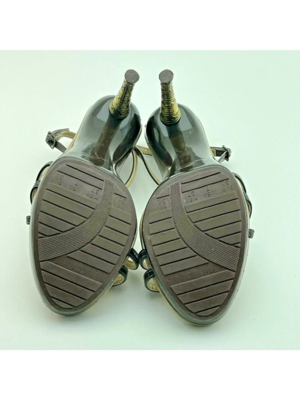 B Bebece Womens Strappy High Heel Thong Sandals With Ankle Strap Size 39 Black &